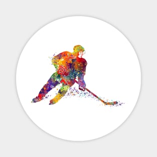 Girl Ice Hockey Player Watercolor Magnet